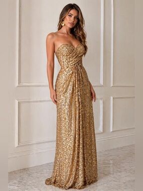 poshmark gold dress La Femme Sequin for Sale up to 90% Off: AddTopLace